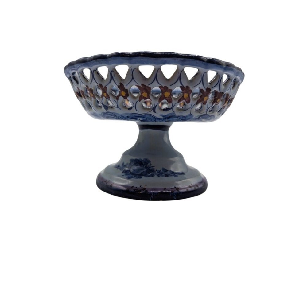 Handpainted Portugal Pottery Open Candy/Footed Compote/Footed Bowl READ - Picture 8 of 16